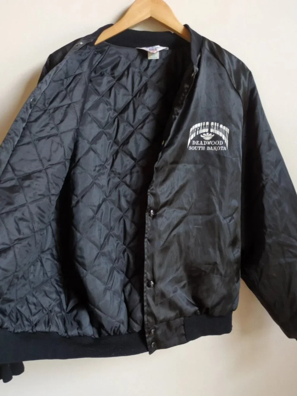 WestArk Deadwood South Dakota Buffalo Saloon Bomber Black Jacket VINTAGE XL